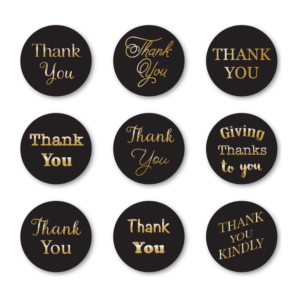 Memory Box Thank You Foil Greetings Black Circle Tabs st009