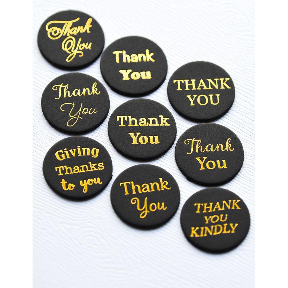 Memory Box Thank You Foil Greetings Black Circle Tabs st009 sentiments