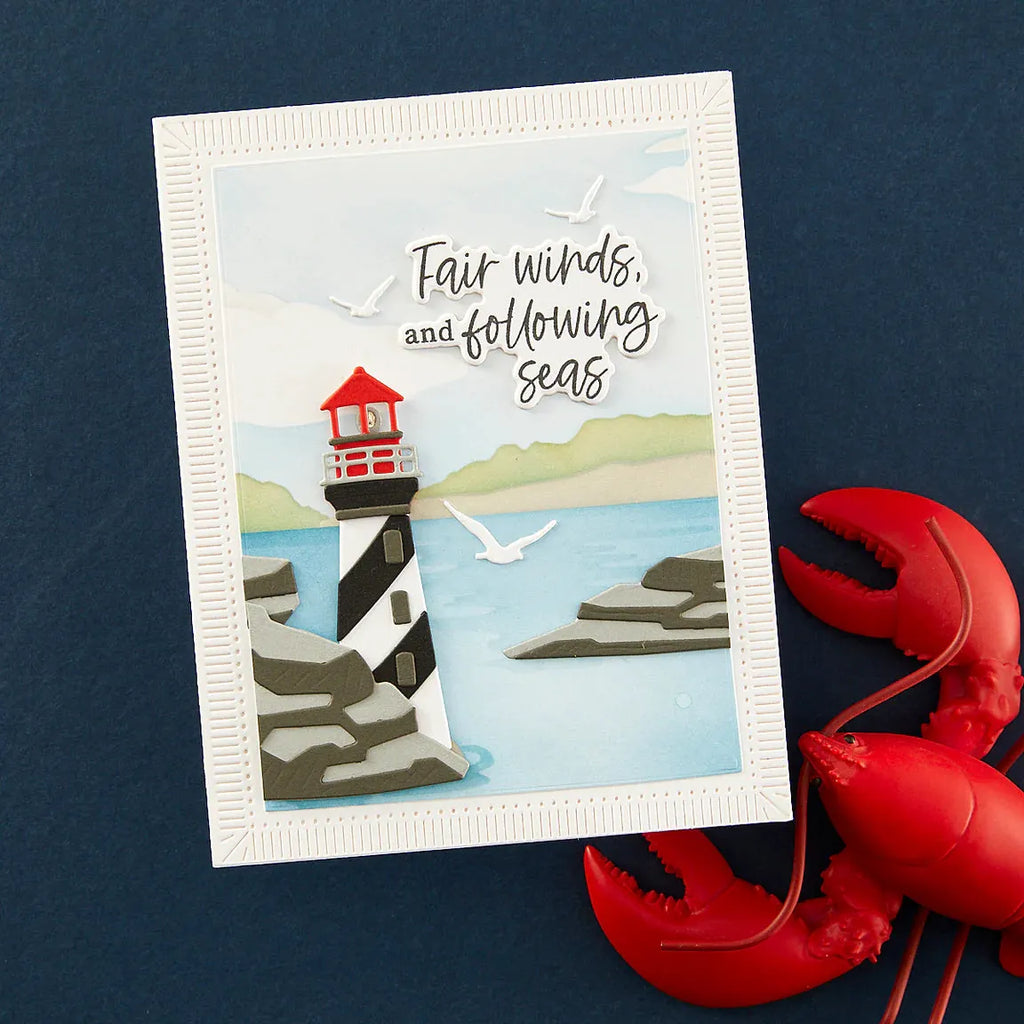 Spellbinders Fair Winds Sentiments Clear Stamp and Die Set sds-193 lighthouse