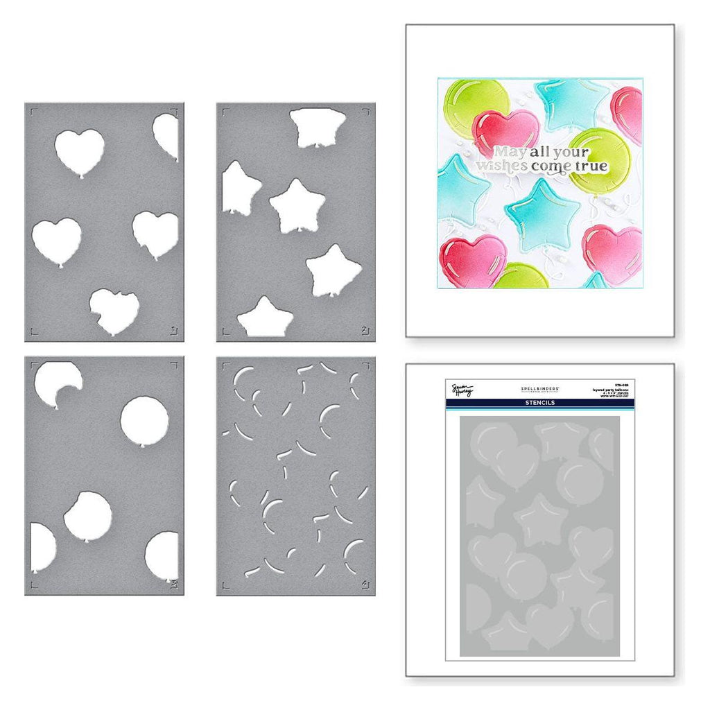 Spellbinders Layered Party Balloons Stencils stn-089