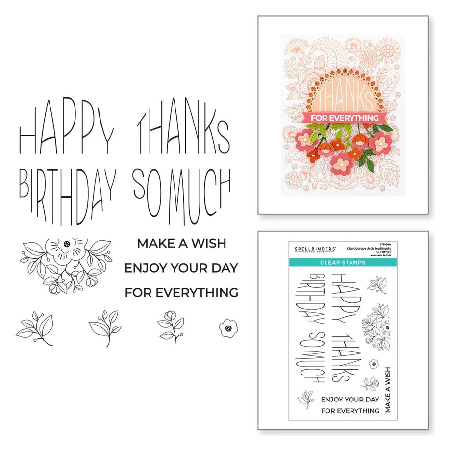 Spellbinders Kaleidoscope Arch Sentiments Clear Stamp Set