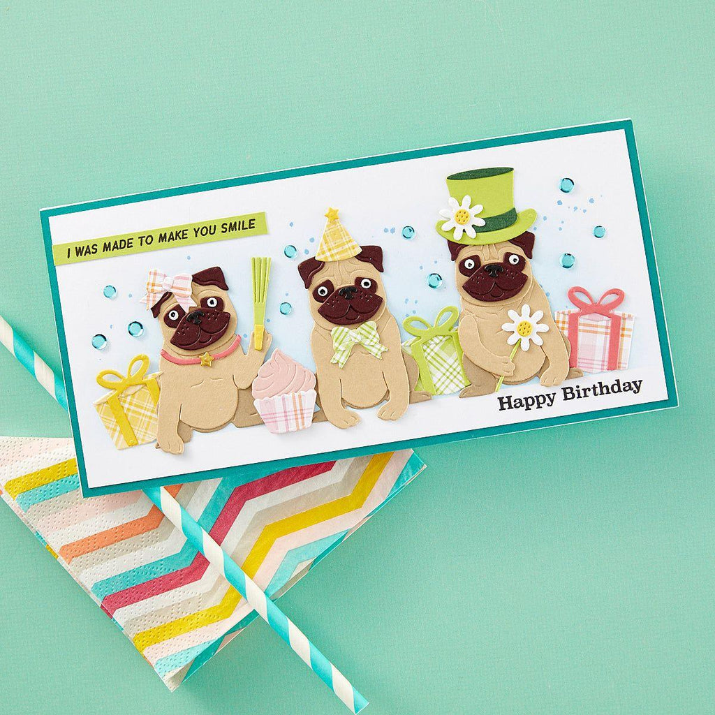 Spellbinders Cats and Pugs Sentiments Clear Stamp Set stp-232 birthday