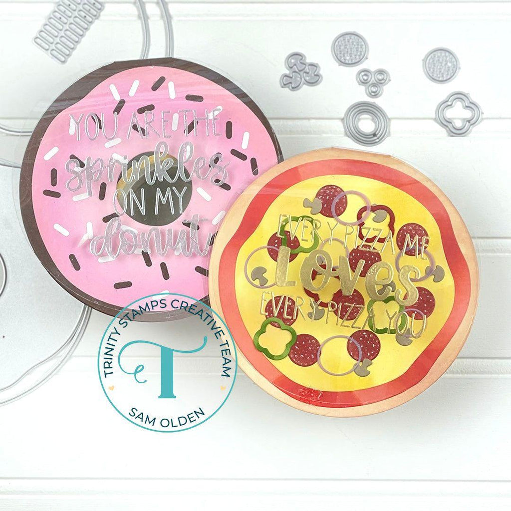 Trinity Stamps Circle Shaped Card Die Set tmd-270 donut and pizza card examples