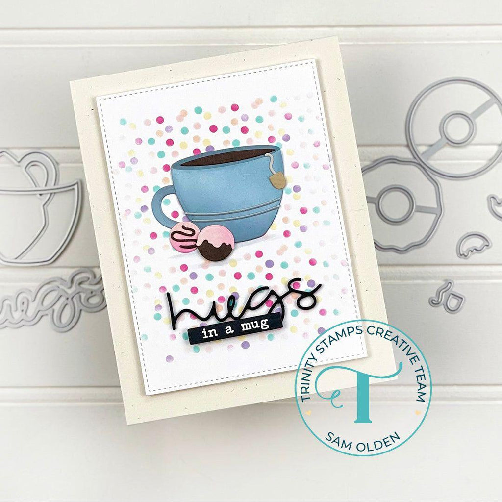 Trinity Stamps Sprinkled Border 6 x 6 Stencil tss-082 Hugs In A Mug Card