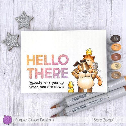 Purple Onion Designs Piggy Back Unmounted Cling Stamp pod5023 hello there pets