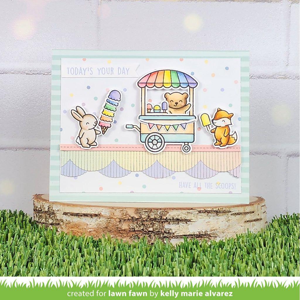 Lawn Fawn Set Treat Cart Sentiment Add-On Clear Stamps and Dies Set Today's Your Day