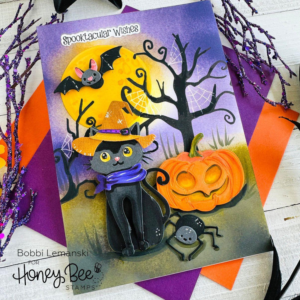 Honey Bee Sweet Halloween Dies hbds-613 Scaredy Cat Card | color-code:ALT01