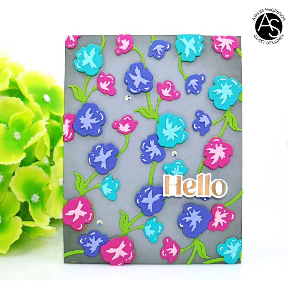 Alex Syberia Designs For Her Sentiments Hot Foil Plate asdhf71 Floral hello