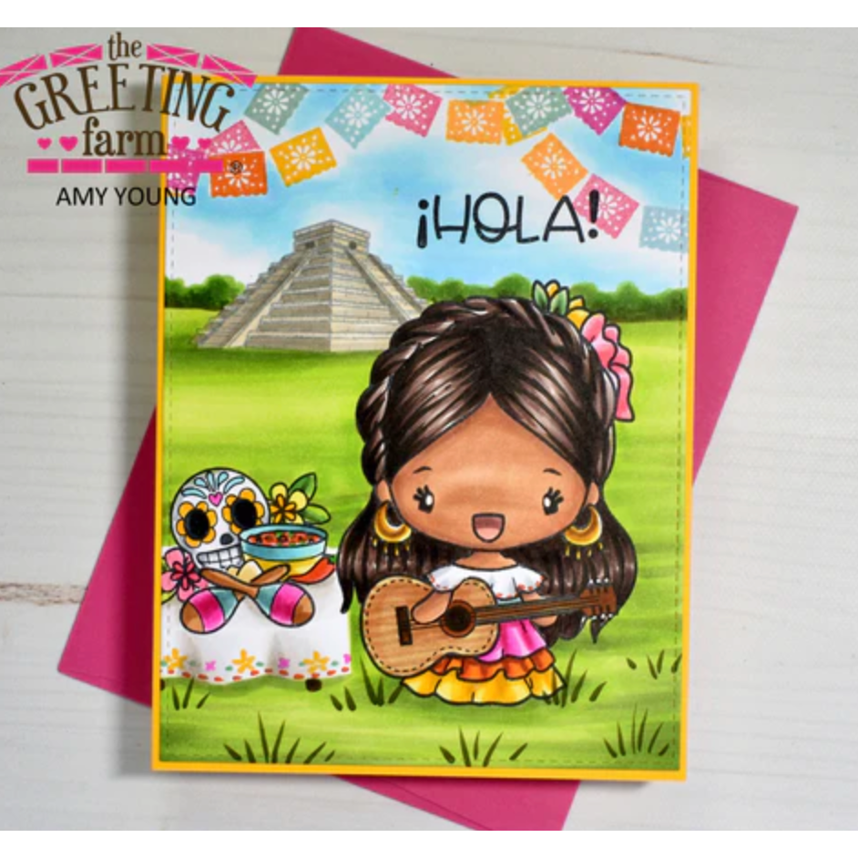 The Greeting Farm Anya in Mexico Clear Stamps tgf663 Colorful Scene | color-code:ALT01