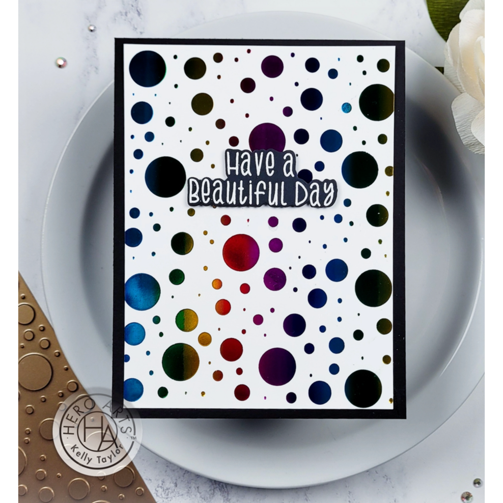 Hero Arts Large Circle Confetti Hot Foil Plate HF118 Beautiful Day