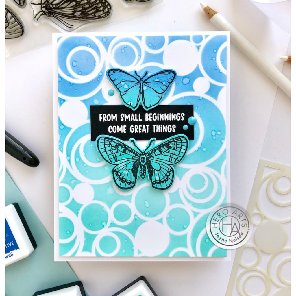 Hero Arts Stacked Circles Stencil SA234 Butterflies