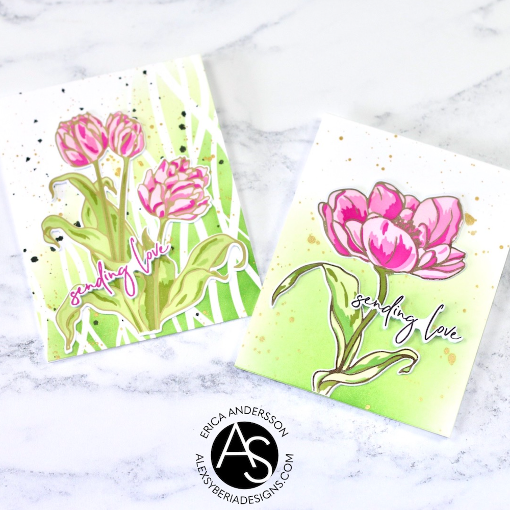 Alex Syberia Designs Tulips Treasure Stamp Set asdsta84 Pink flowers