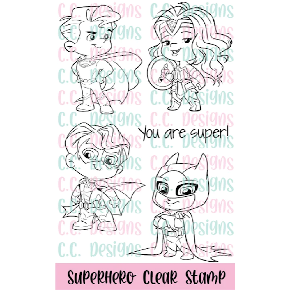 c.c. Designs Superhero Clear Stamp Set Ccd0329 | c.c. Designs | Crafting & Stamping Supplies from Simon Says Stamp