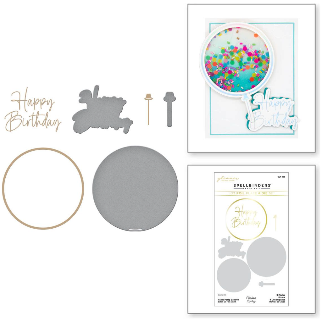 GLP-396 Spellbinders Giant Party Balloon Glimmer Hot Foil Plate and Die Set Birthday