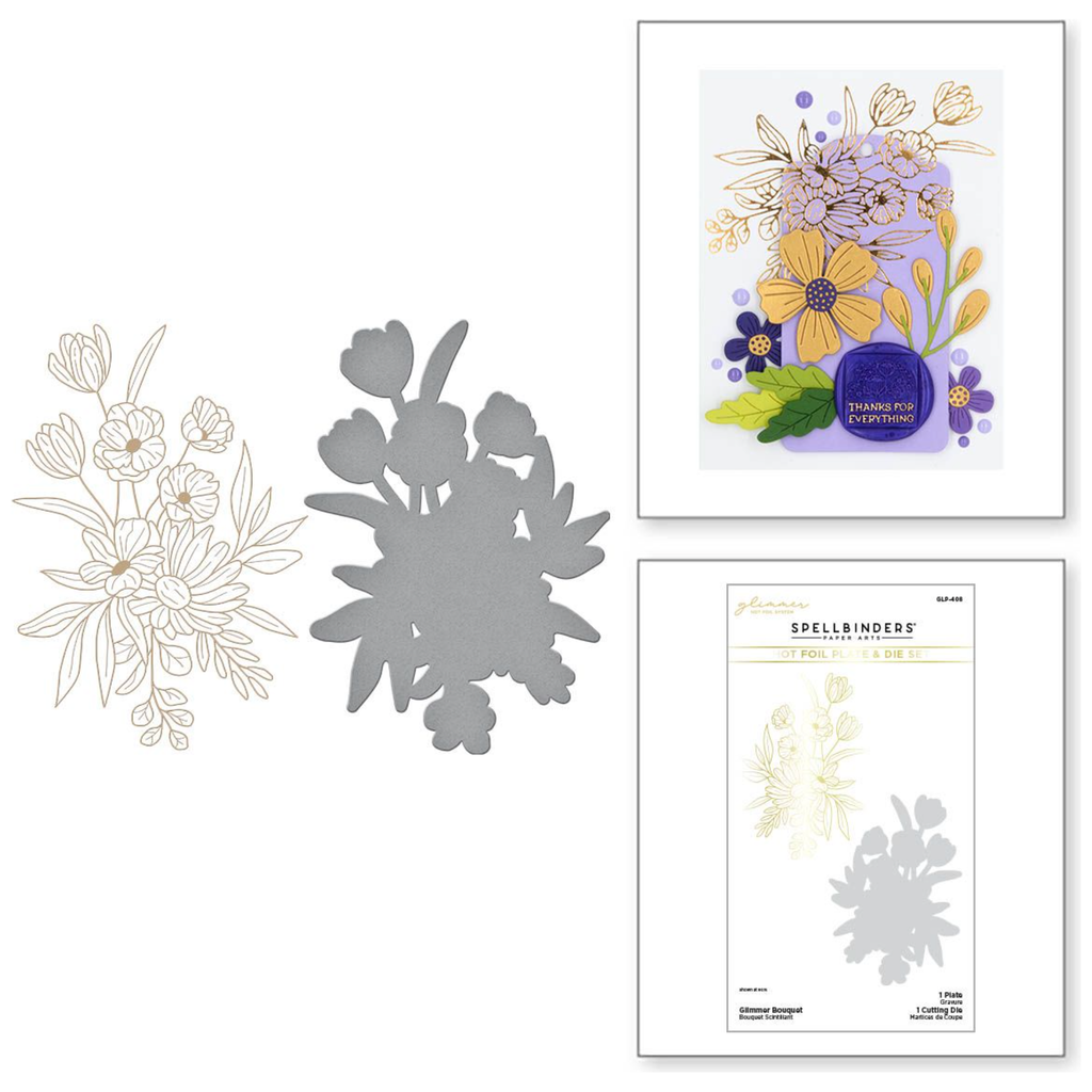 GLP-408 Spellbinders Glimmer Bouquet Hot Foil Plate and Die Set Flowers