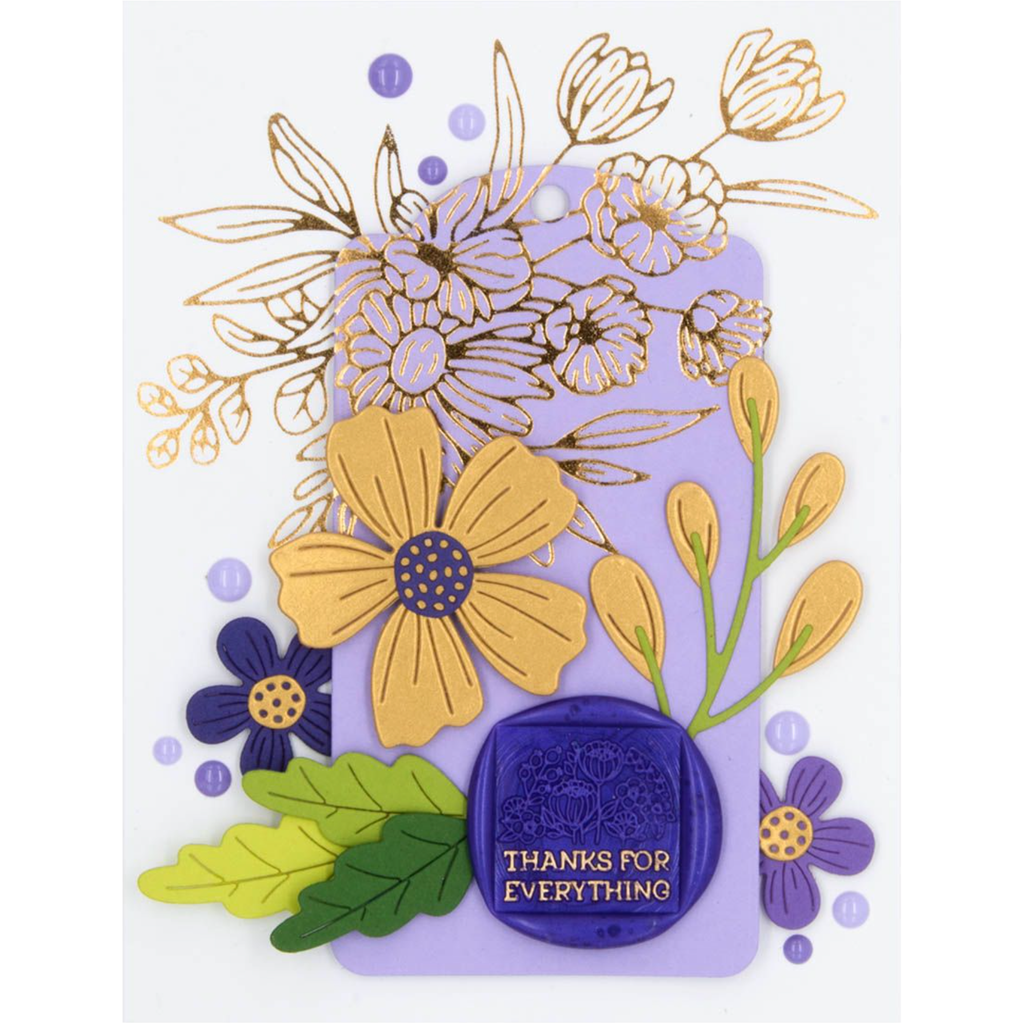 GLP-408 Spellbinders Glimmer Bouquet Hot Foil Plate and Die Set Thanks