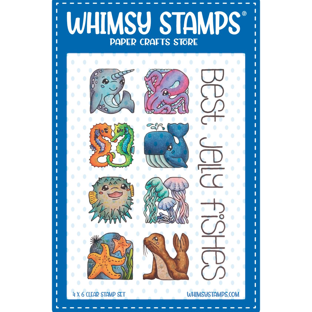 Whimsy Stamps Ocean Tiles Best Fishes Clear Stamps BS1060