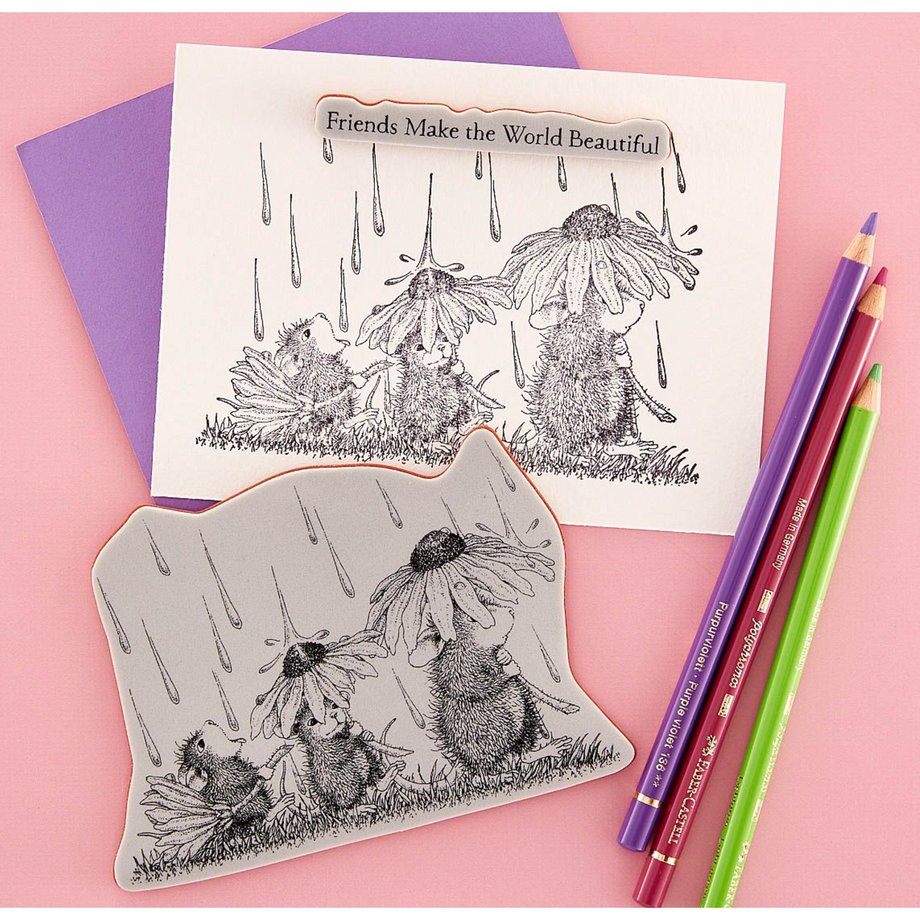 Spellbinders House Mouse Spring Rain Cling Rubber Stamps RSC-003
