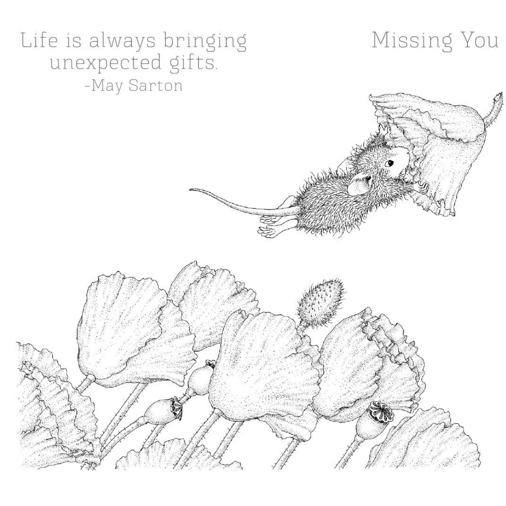 RSC-004 Spellbinders House Mouse Popping By Cling Rubber Stamps