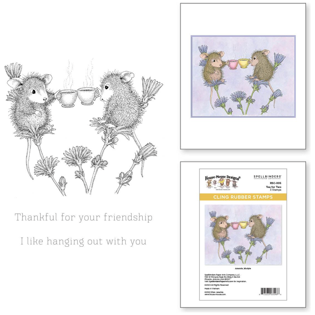 RSC-005 Spellbinders House Mouse Tea for Two Cling Rubber Stamps Tea