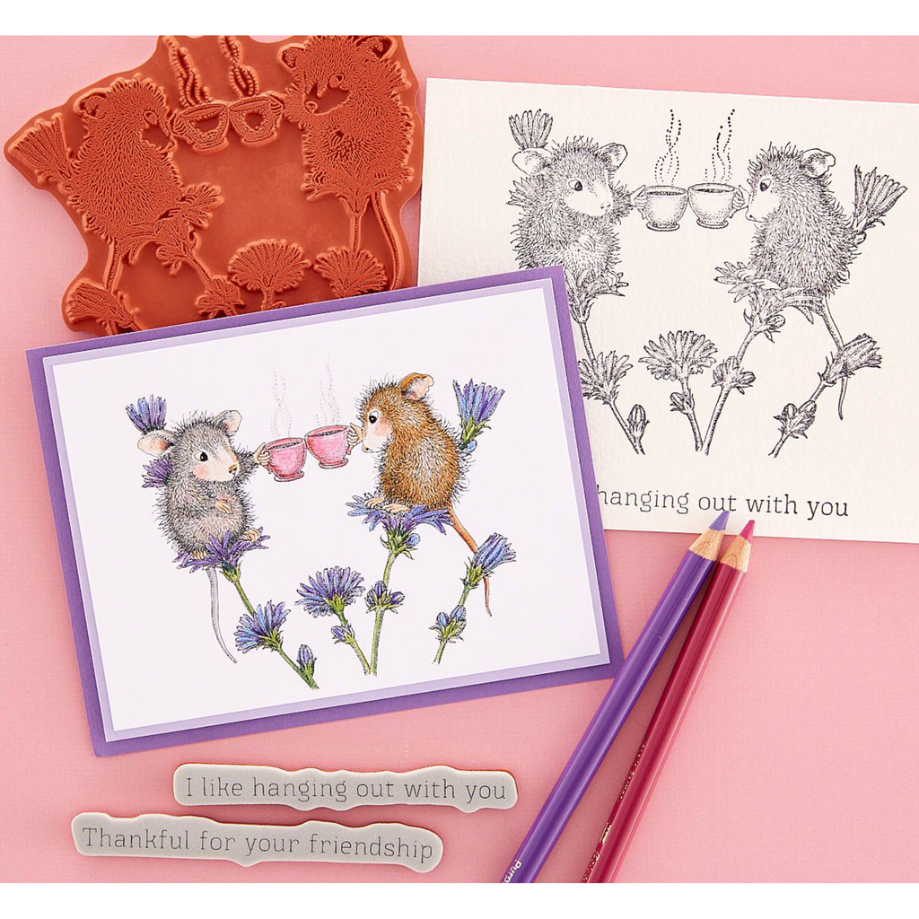 RSC-005 Spellbinders House Mouse Tea for Two Cling Rubber Stamps Friendship