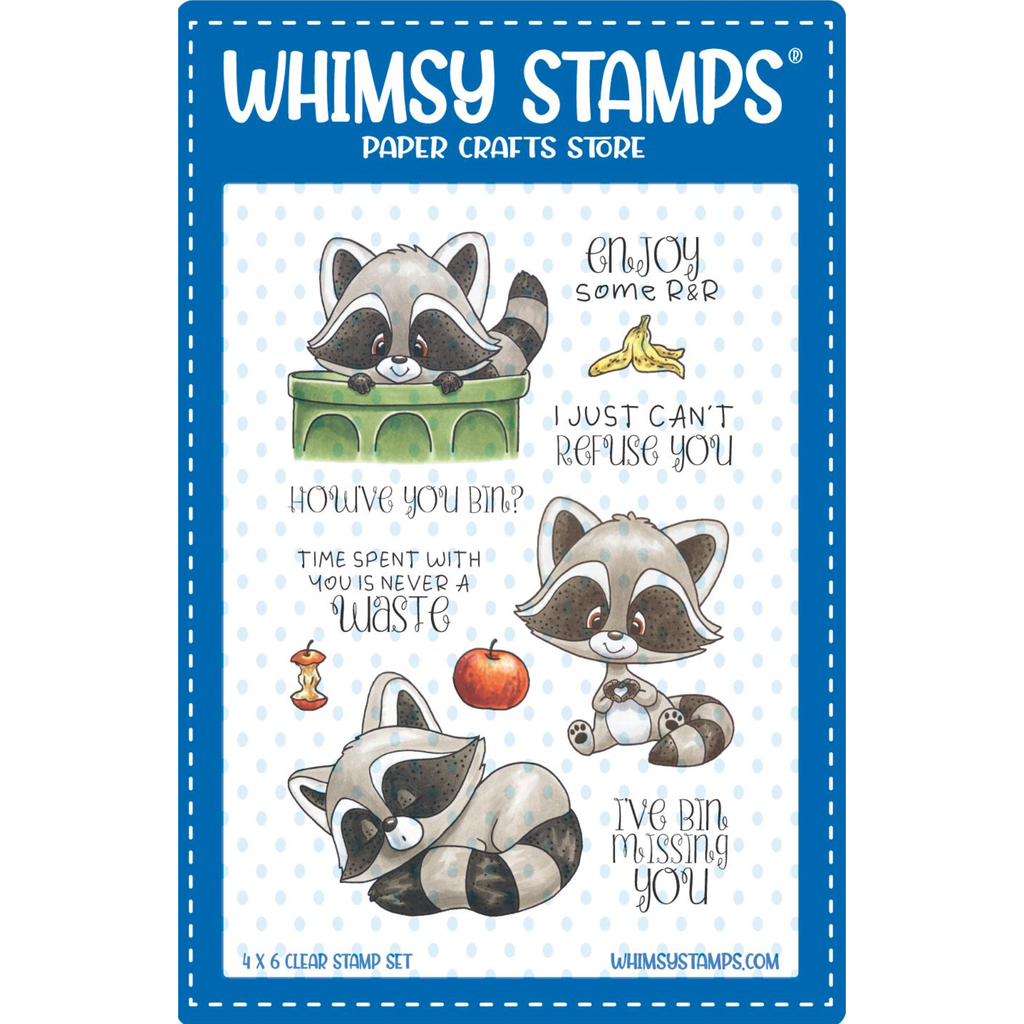 Whimsy Stamps Raccoon How've You Bin Clear Stamps C1420