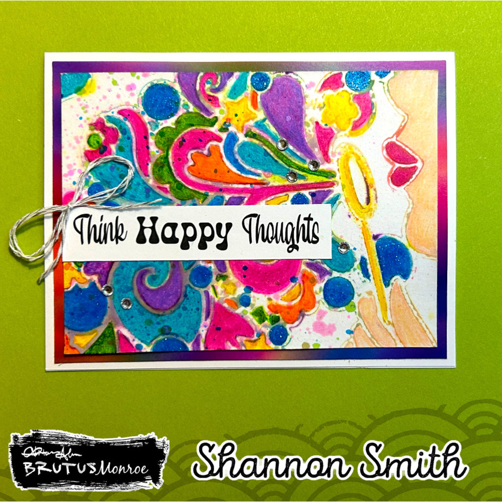 Brutus Monroe Groovy Bubbles Mixed Media Stencil bru5017 think happy thoughts