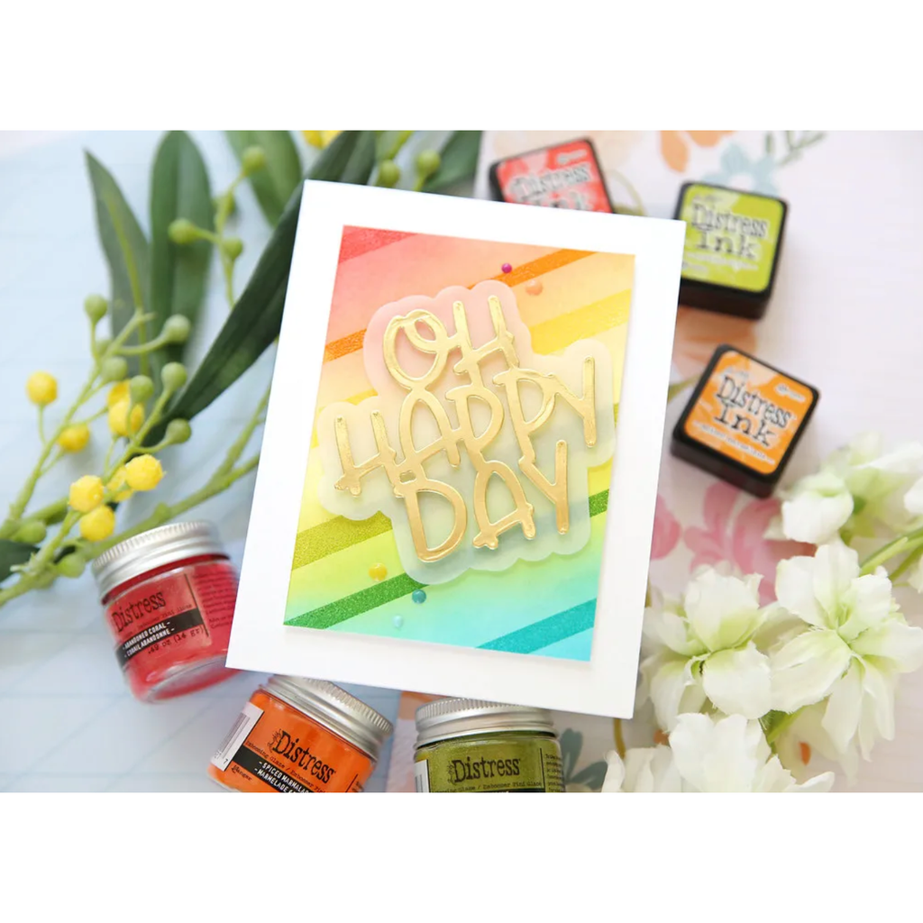 Tim Holtz Distress Embossing Glaze Set Of 12 Ranger ranger168 Bright Oh Happy Day Card | color-code:ALT03