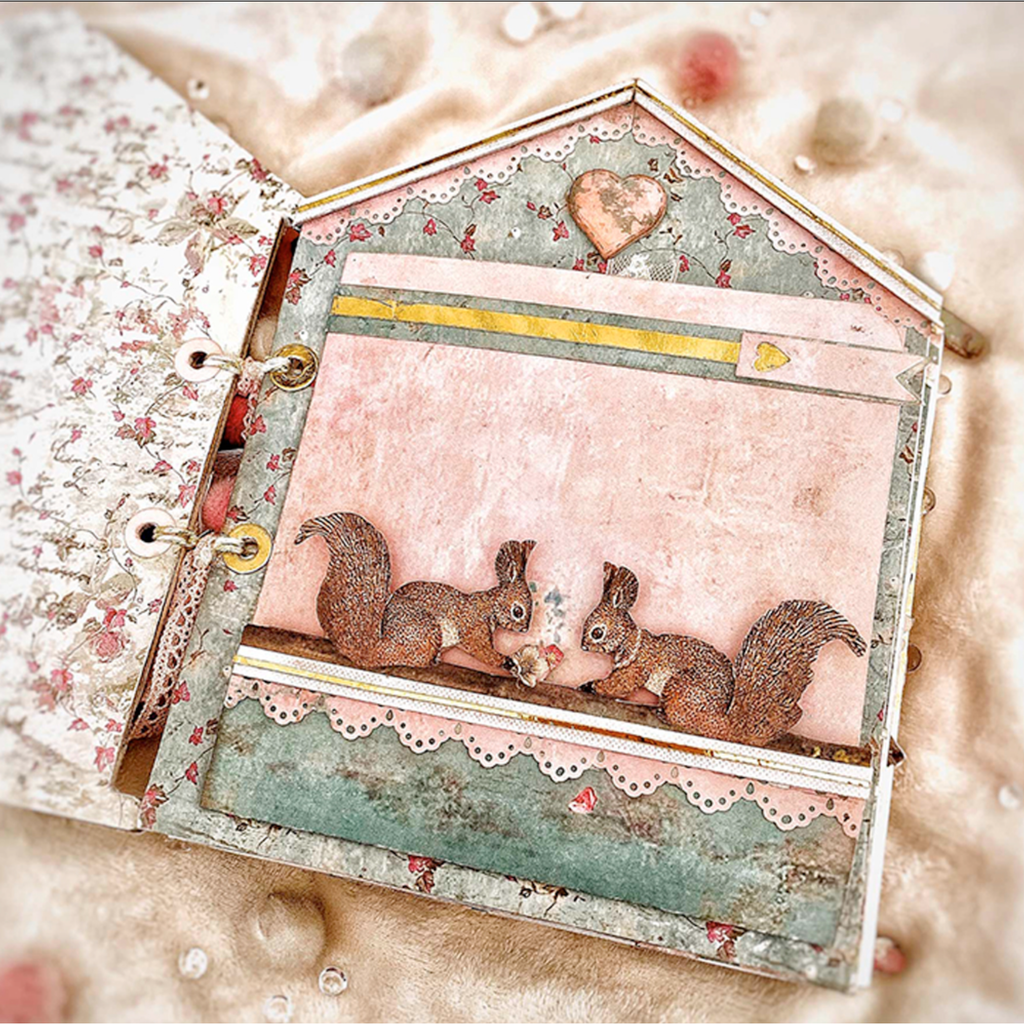 Stamperia Pink Christmas Ephemera dflct28 squirrel