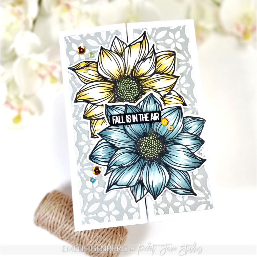 Picket Fence Studios A Dahlia Clear Stamp f-160 centerfold card