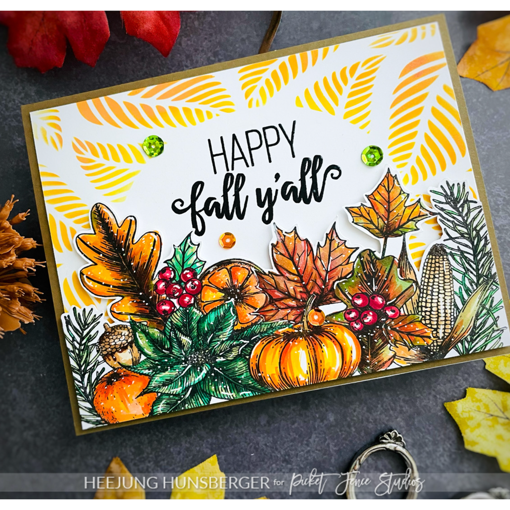 Picket Fence Studios Autumn has Arrived Clear Stamps f-179 fall card