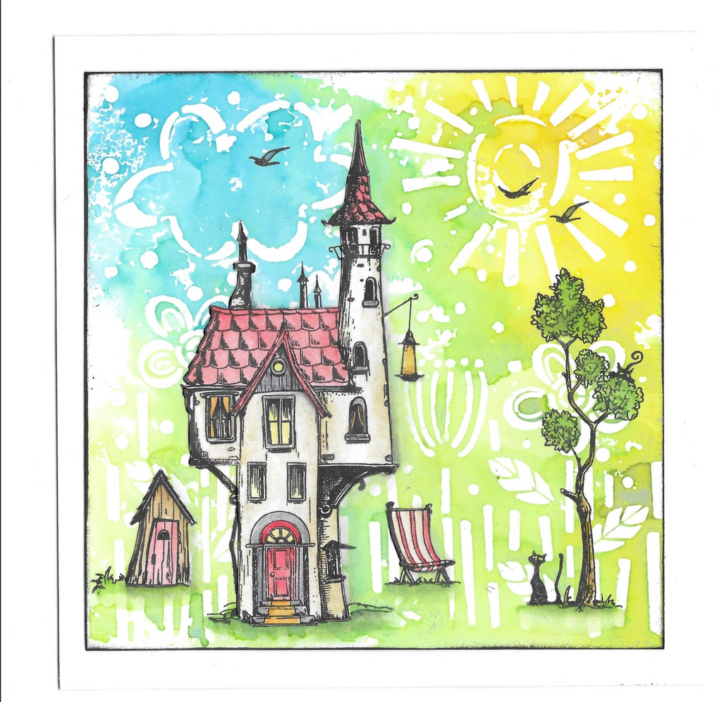 AALL & Create Crazy Maison A6 Clear Stamps aall1047 watercolor card