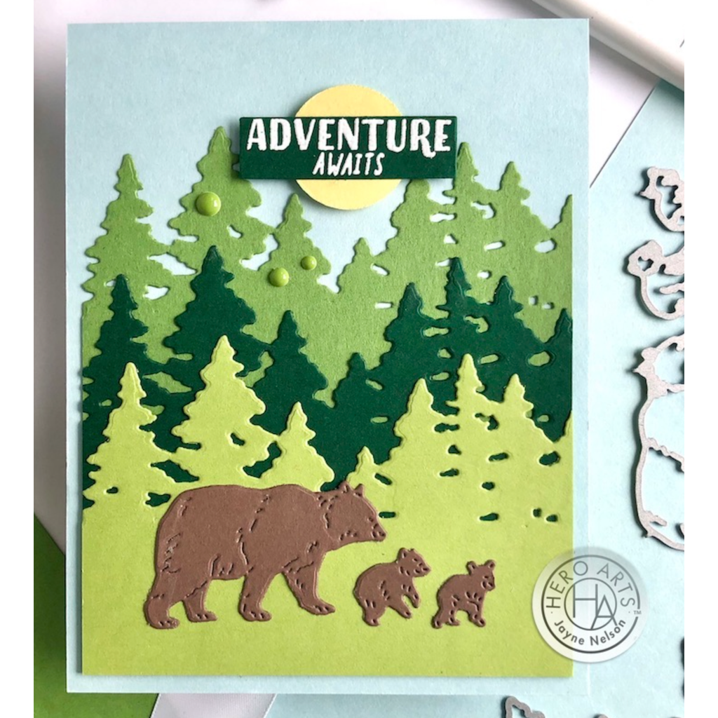 Hero Arts Fancy Dies Bear Family DF158 adventure awaits