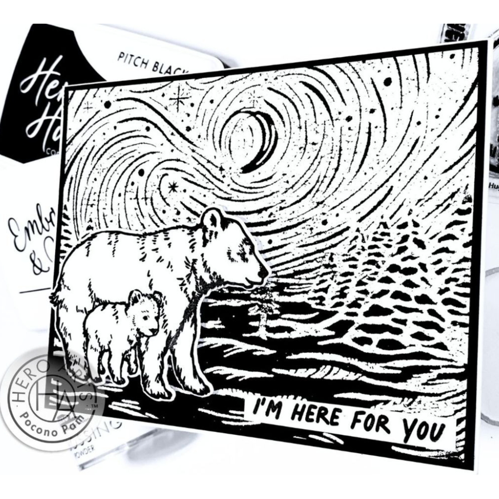 Hero Arts Stamp and Cut Bear Hugs DC305 black and white