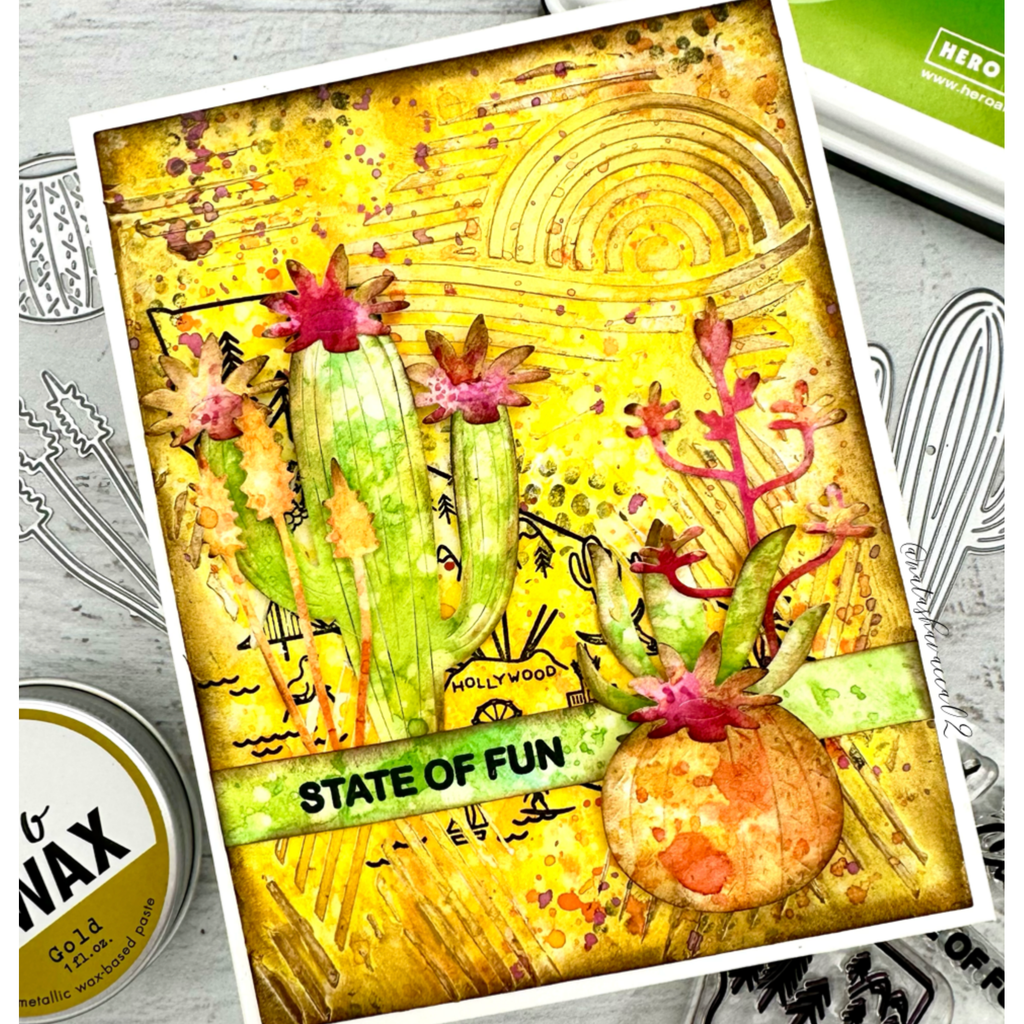 Hero Arts Graphic Mountains Stencil SA254 cactus flowers