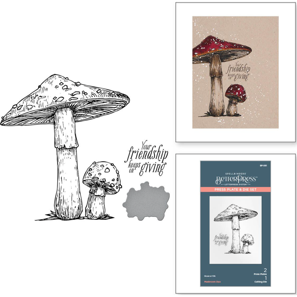 BP-081 Spellbinders Mushroom Duo Press Plate and Die Set detailed product photo