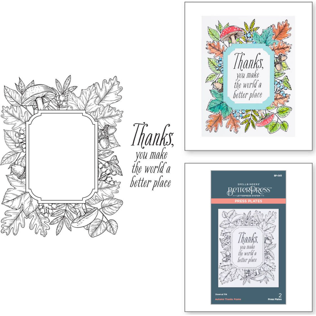 BP-083 Spellbinders Autumn Thanks Frame Press Plate detailed product photo