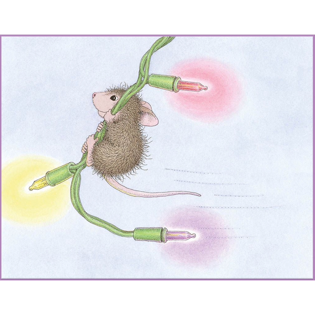 RSC-015 Spellbinders House Mouse Merry and Bright Cling Rubber Stamps christmas lights