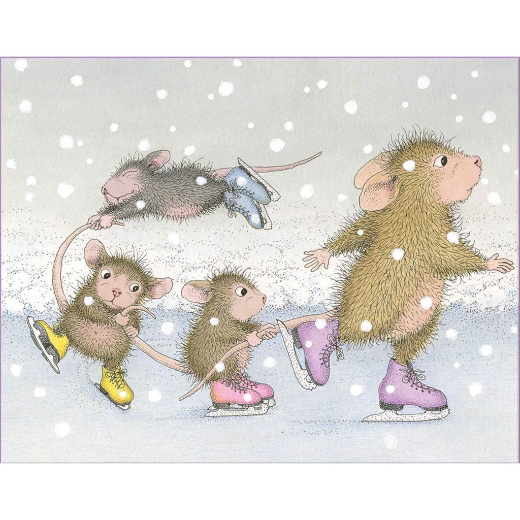 RSC-018 Spellbinders House Mouse Hold On! Cling Rubber Stamps ice skating