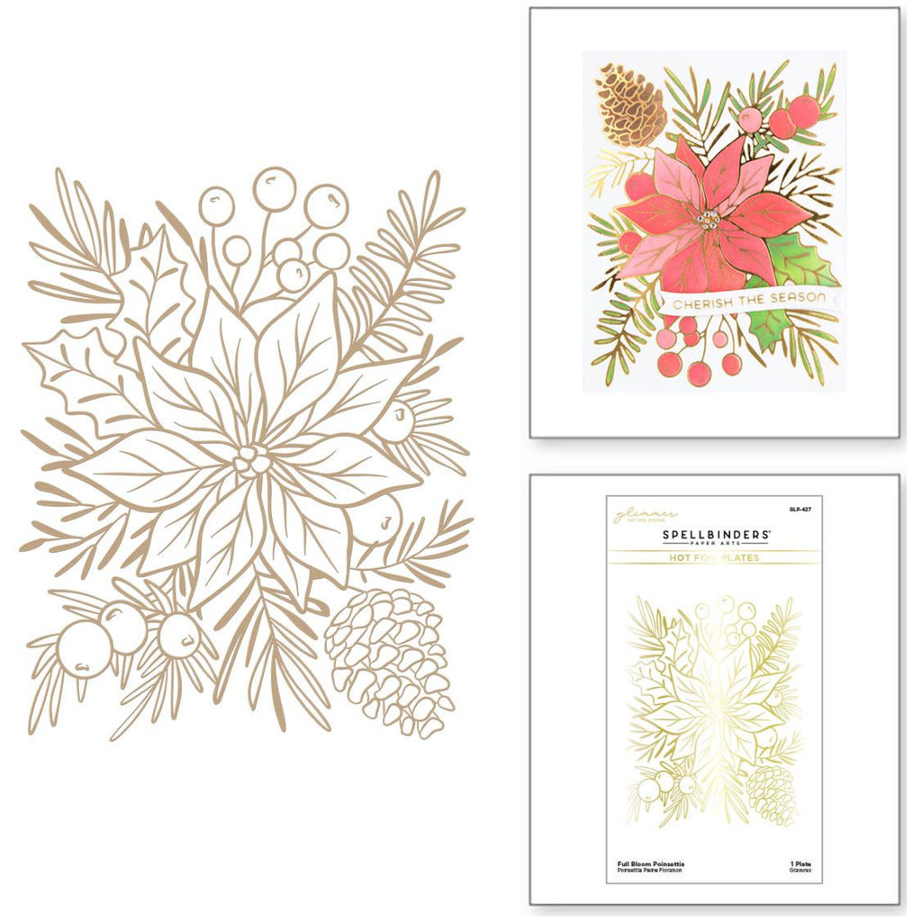 GLP-427 Spellbinders Full Bloom Poinsettia Hot Foil Plate detailed product photo