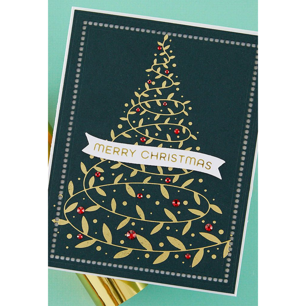 GLP-414 Spellbinders Swirling Foliage Tree Hot Foil Plate golden tree