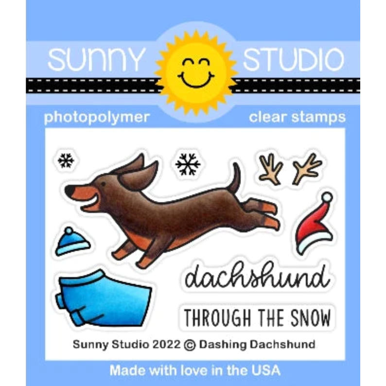 Sunny Studio Dashing Dachshund Clear Stamps sscl-358