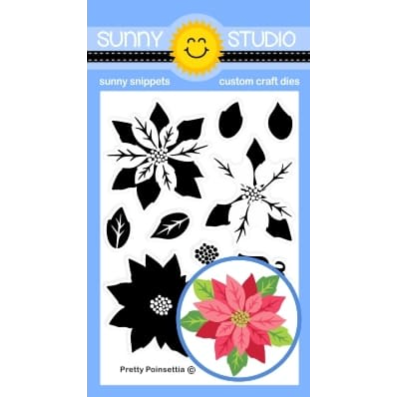 Sunny Studio Pretty Poinsettia Clear Stamps sscl-359