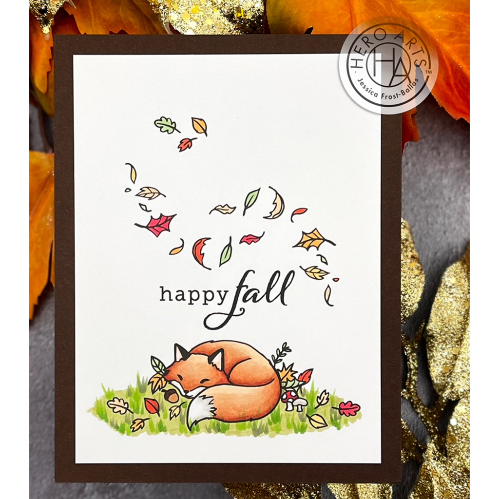 Hero Arts Fall Fox Clear Stamp and Die Set sb379 happy fall