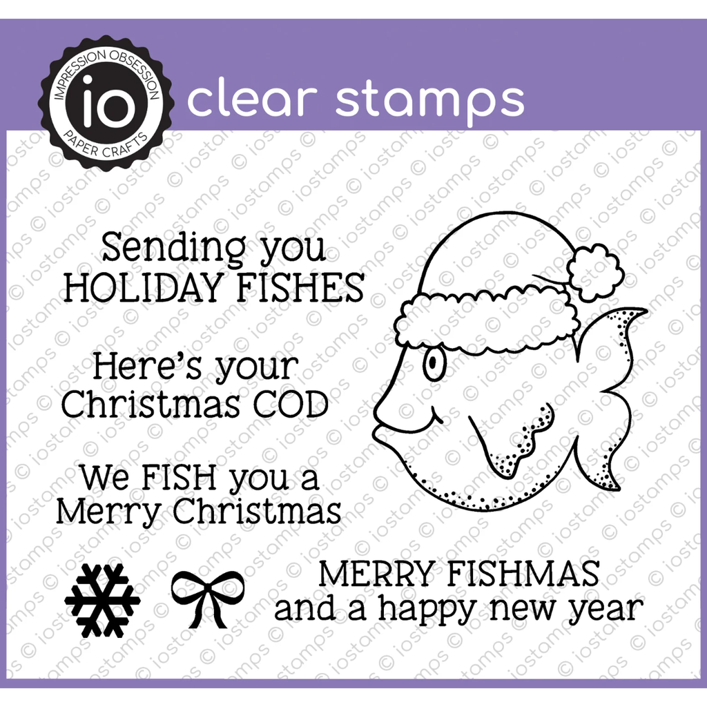 Impression Obsession Clear Stamps Holiday Fishes mc1223