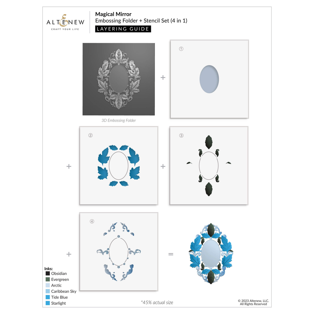 Altenew Magical Mirror 3D Embossing Folder alt8133 layering guide