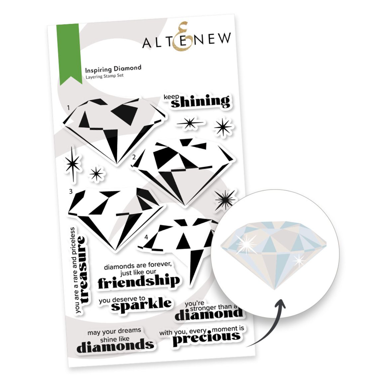 Diamond Sentiments clear stamp and die set