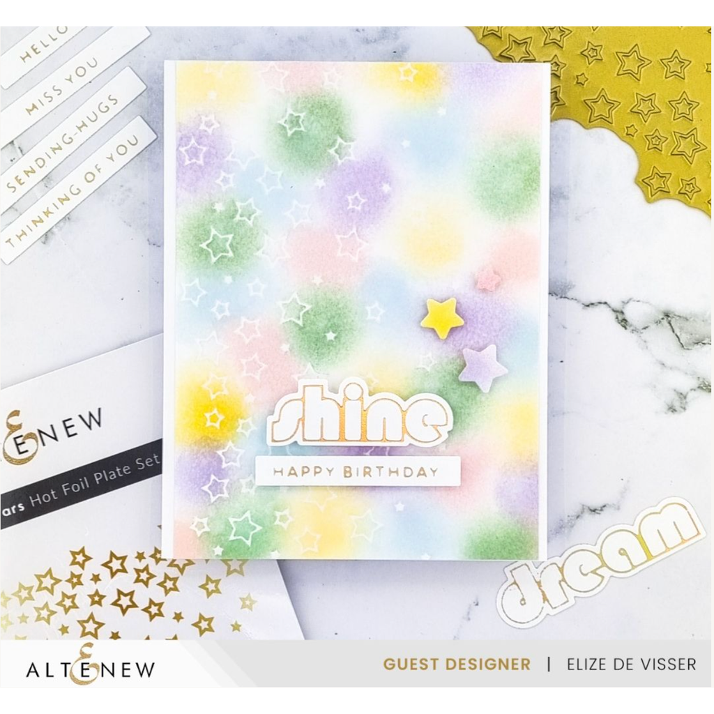 Altenew Falling Stars Hot Foil Plates alt8111 happy birthday