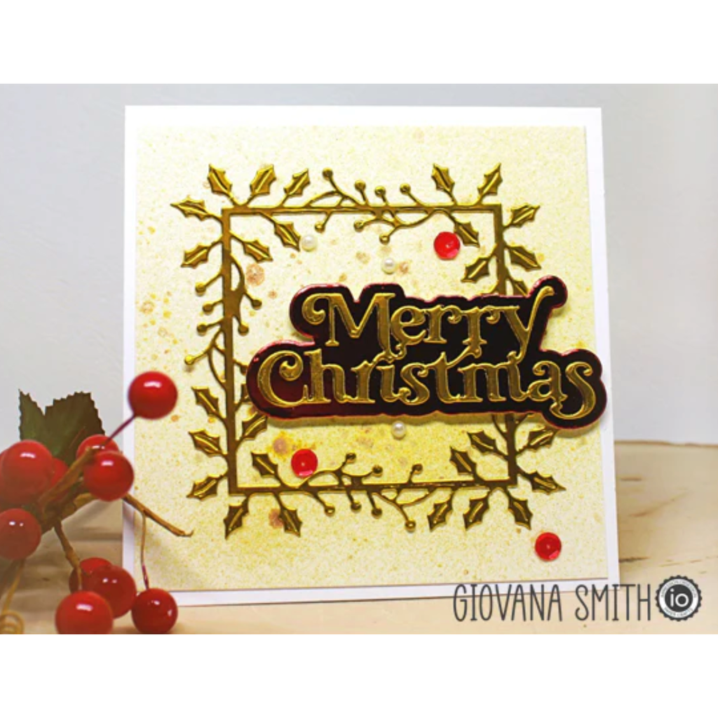 Impression Obsession Holly Square Frame Dies die1264-yy merry christmas