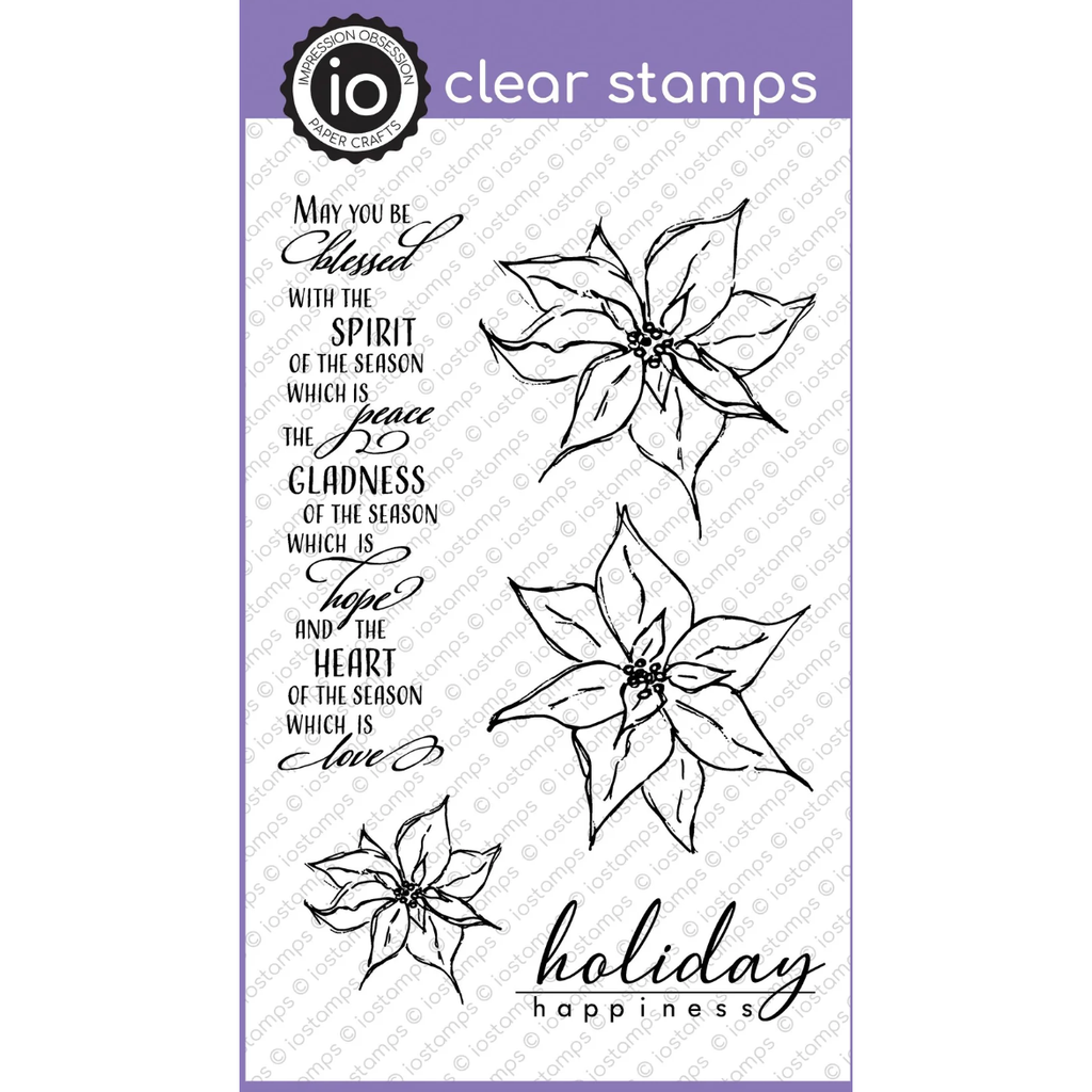 Impression Obsession Clear Stamps Poinsettia Prayers cl1256